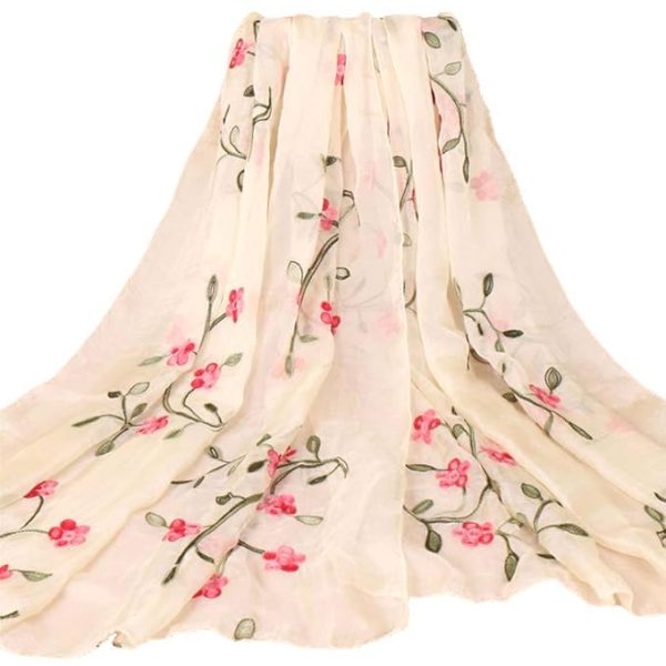 Embroidery Chiffon Scarf Wrap Shawl Lightweight Scarf for Women Fashion Summer Fall Scarf