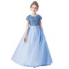 Flower Girl Dresses Wedding Bridesmaid Sequins Tulle Puffy Skirt Girls Birthday Party Pageant Gown Floor Length