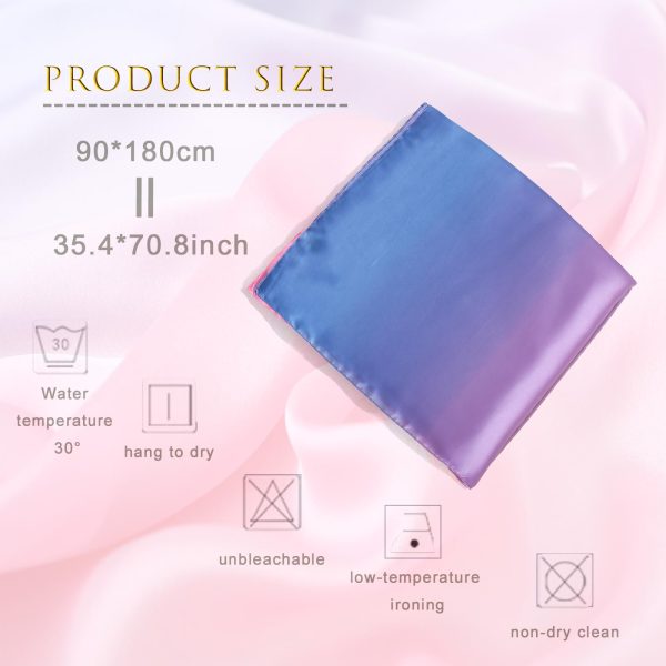 Long Silk Feeling Scarf,Smooth Gradient Scarf Stripe Lightweight Sun-proof Shawl Wrap Headscarf for Women Spring Summer