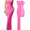 Summer Black Maxi Dress Bodycon Ribbed Cocktail Spaghetti Strap Shapewear Dresses Party Long