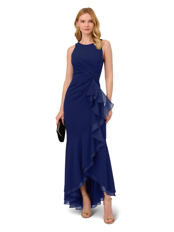 61In9rJSoL.jpg Women's Ruffle Crepe Halter Gown