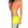 Women's Bandage Straless Dress Bodycon Rainbow Cocktail Party Dress
