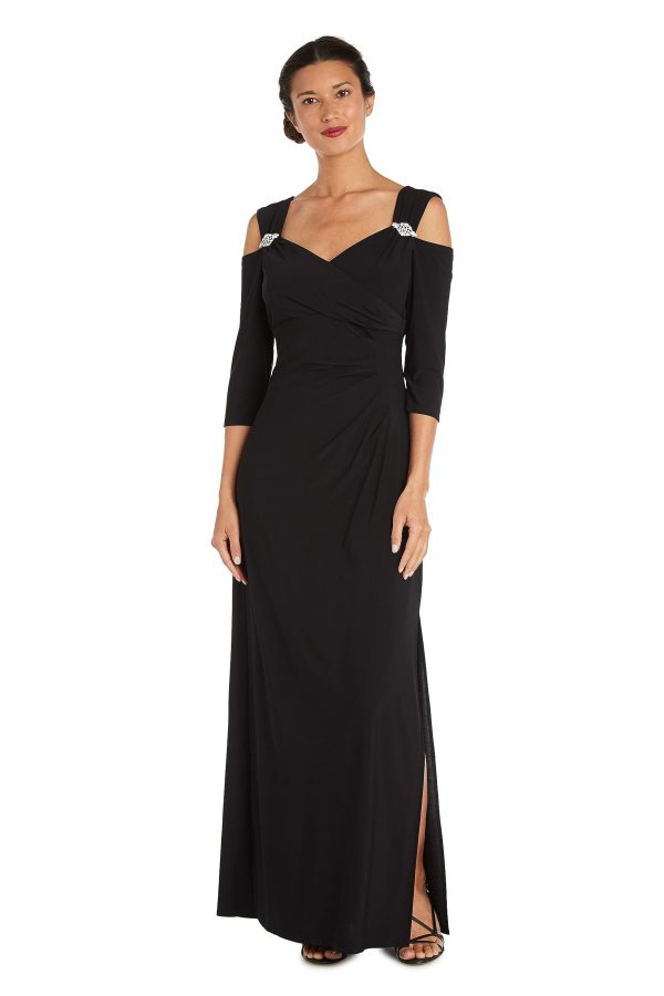 Womens Plus Cold Shoulder Embellished Evening Dress