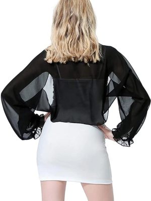 Chiffon Shawl UV Protection Arm Sleeves Summer Shrug Cape Scarf Wrap Beach Cuff Cover