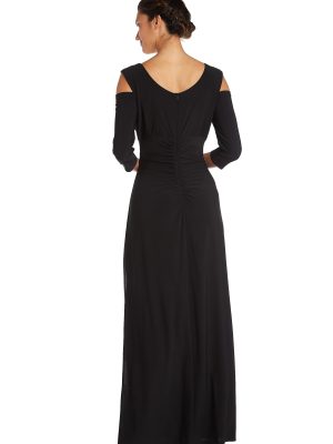 Womens Plus Cold Shoulder Embellished Evening Dress