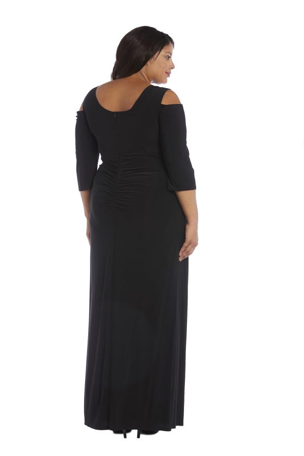 Womens Plus Cold Shoulder Embellished Evening Dress