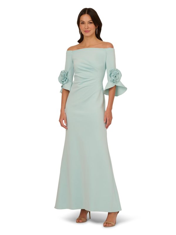 Women's Rosette Scuba Crepe Gown