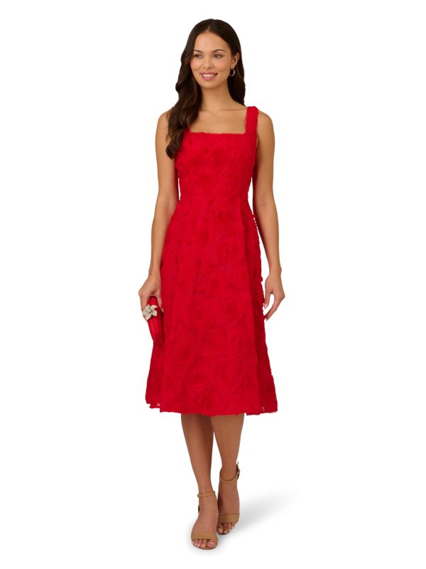 Women's Soutache Rosette Midi Dress