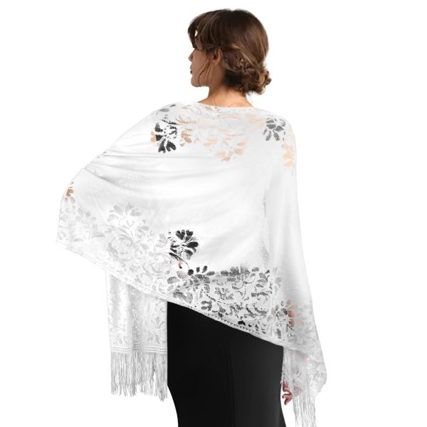 Shawls and Wraps for Evening Dresses Scarfs for Women Pashmina 1920s Wedding Formal Lace Fringe Shawl Accessories
