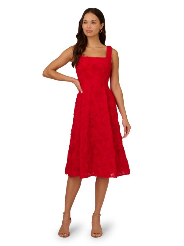 Women's Soutache Rosette Midi Dress