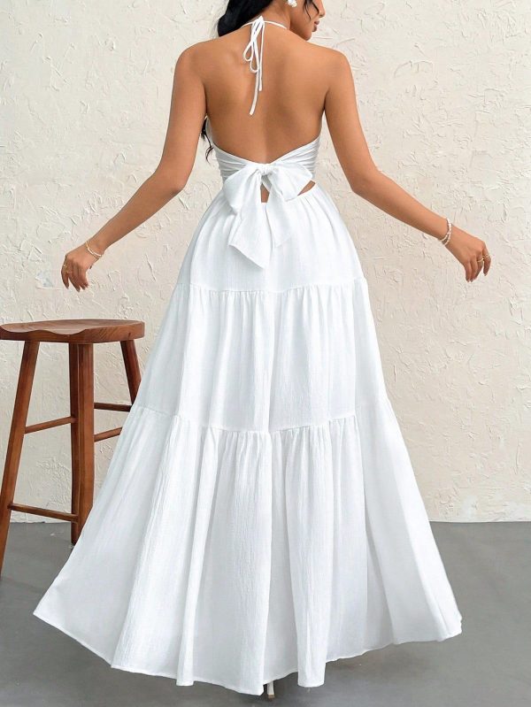 Women's Maxi Summer Dresses Halter V Neck Beach Dresses for Women A-Line Casual Dress for Vacation