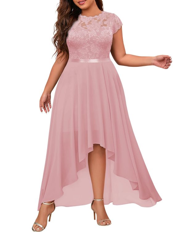 Women's Plus Size Formal Floral Retro Lace Elegant Bridesmaid Party Maxi Dress