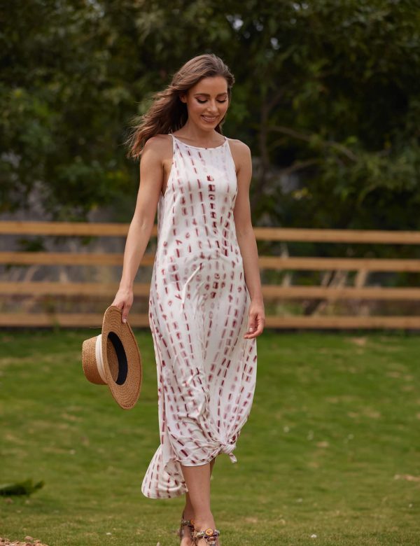 Women's Summer Casual Sleeveless Beach Dress Long Halter Side Slit Maxi Sun Dresses