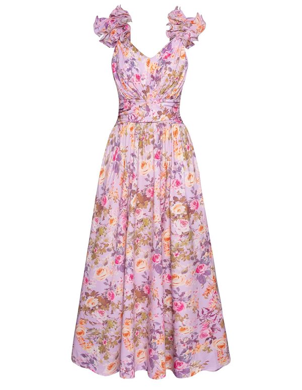 2025 Women's Summer Floral Print Dress Sleeveless Casual Flowy Sundress A Line Ruffle Wedding Guest Outfit