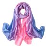 Long Silk Feeling Scarf,Smooth Gradient Scarf Stripe Lightweight Sun-proof Shawl Wrap Headscarf for Women Spring Summer