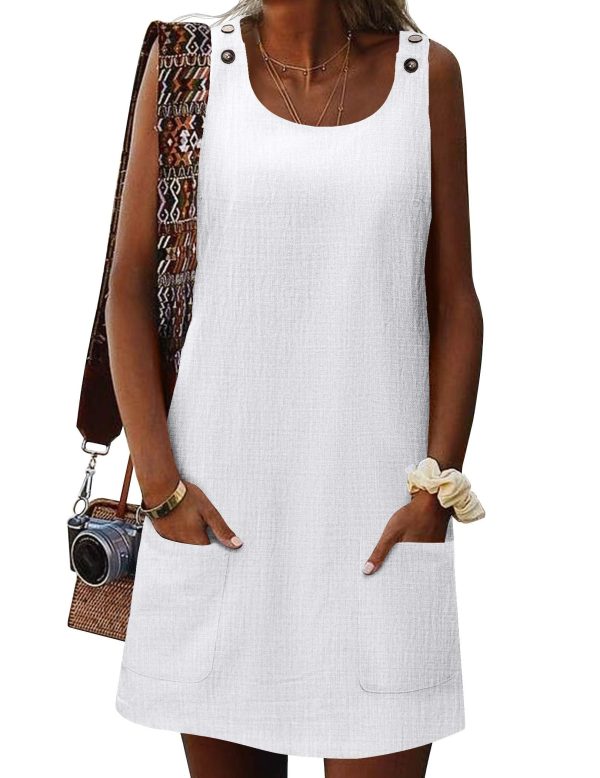 Summer Dress for Women Sleeveless Tank Dress with Pockets Casual Short A Line Dress Crewneck Sundress 2025