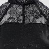 Womens Glitter Contrast Lace Bodycon Dress Sleeveless Slit Cocktail Evening Party Club Mini Dresses