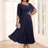 Asymmetrical Neck Mother of The Bride Dresses 2025 for Wedding Chiffon Short Flutter Sleeve Formal Evening Gown PU268