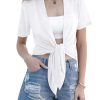 Womens Sheer Shrug Tie Front 3/4 Sleeve Cropped Bolero Cardigan