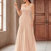 Women's Elegant V Neck Sleeveless Sequin Lace Evening Party Dress