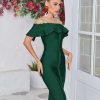 Off Shoulder Bandage Dresses for Women Wedding Guest Party Midi Formal Gowns Evening Dress