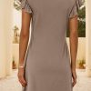 Women's Summer Dresses Beach 2025 Casual Deep V Neck Loose Sundress Ruffle Sleeve Mini Dress