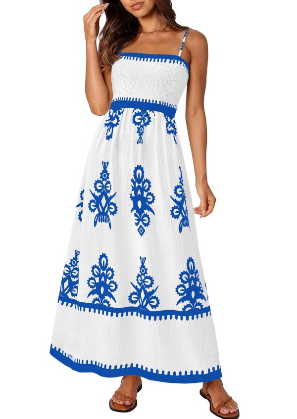 Summer Dress for Women 2025 Floral Sundress Spaghetti Strap Flowy Beach Vacation Boho Maxi Dresses