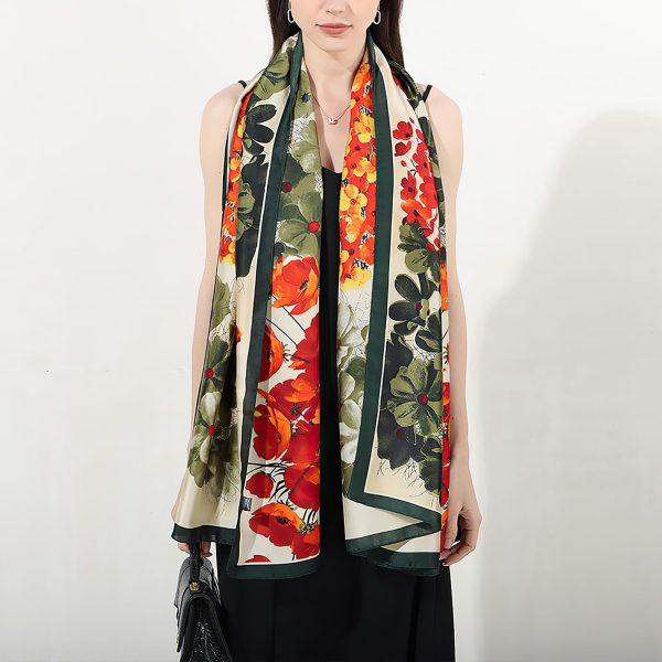 100% Large Silk Feeling Scarf-Women's Fashion Long Mulberry Silk Satin Neck Scarf Sunscreen Shawl Wrap Headscarf