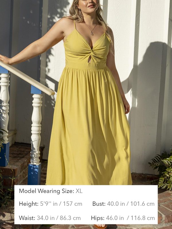 Women Casual Dress Beach Sleeveless V Neck Summer Cutout Spaghetti Straps Formal Maxi Sun Dresses