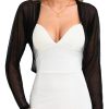 Women's Long Sleeve Sheer Shrugs Open Front Mesh Cropped Cardigan Bolero S-XXL