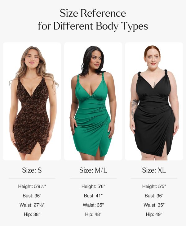 Mini Dress for Women Built in Shapewear Thong V Neck Summer Party Dress Side Slit Cocktail Dress