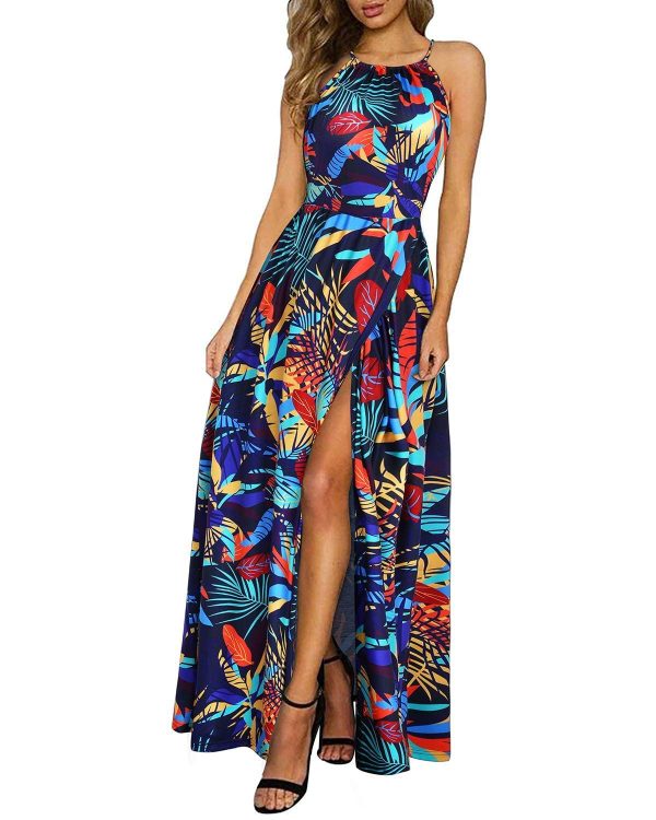 Women's Summer Maxi Dress 2025 Casual Sleeveless Split Floral Sundress Beach Vacation Flowy Long Dresses