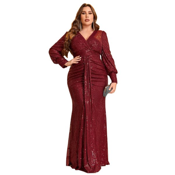 Women's Plus Size Sequin Dress Luxurious Style Formal Cocktail Evening Party Maxi Dresses