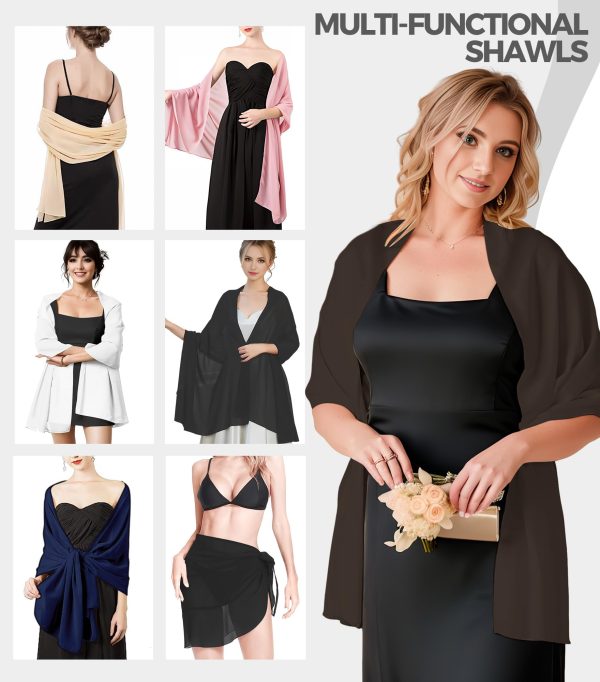 Shawls and Wraps for Evening Dresses, Chiffon Shawl Wraps for Women, Shawls for Wedding, Pashimina Bride Shawl