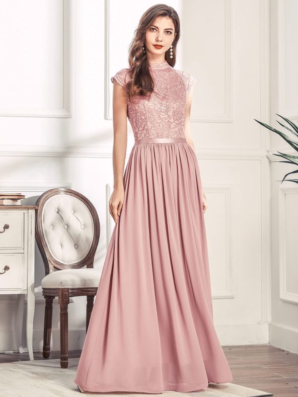 Women's Formal Sleeveless Floral Lace Bridesmaid Party Maxi Dress