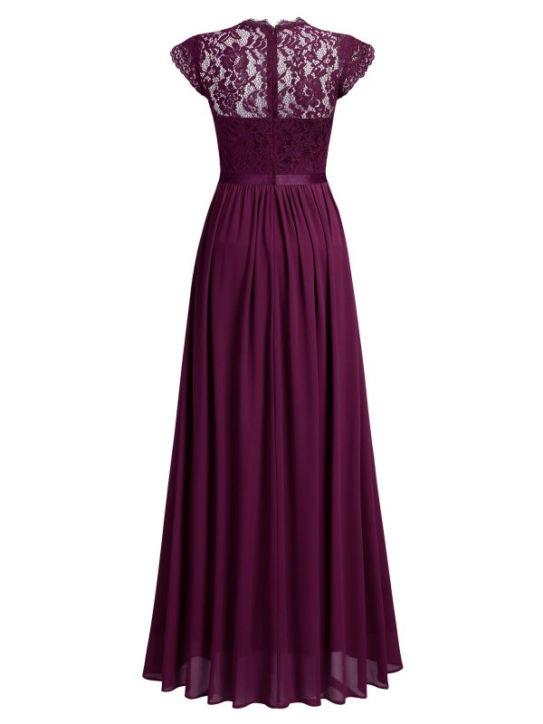 Women's Formal Floral Lace Evening Party Maxi Dress