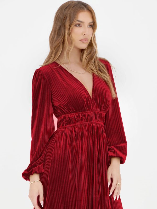 Women's Long Sleeve Velvet Dresses Fall Winter Long Dress Wedding Guest Party Maxi Dress