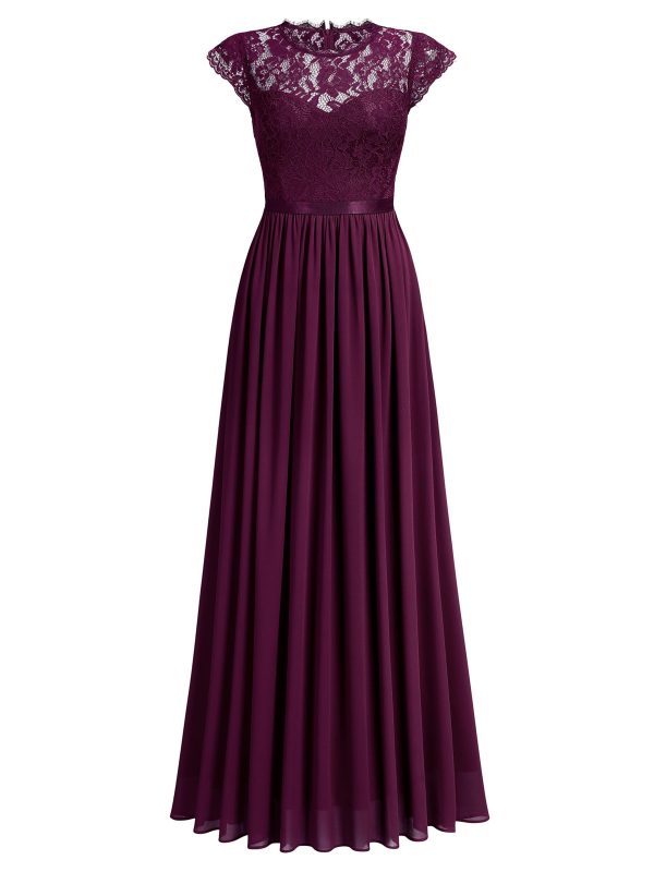 Women's Formal Floral Lace Evening Party Maxi Dress