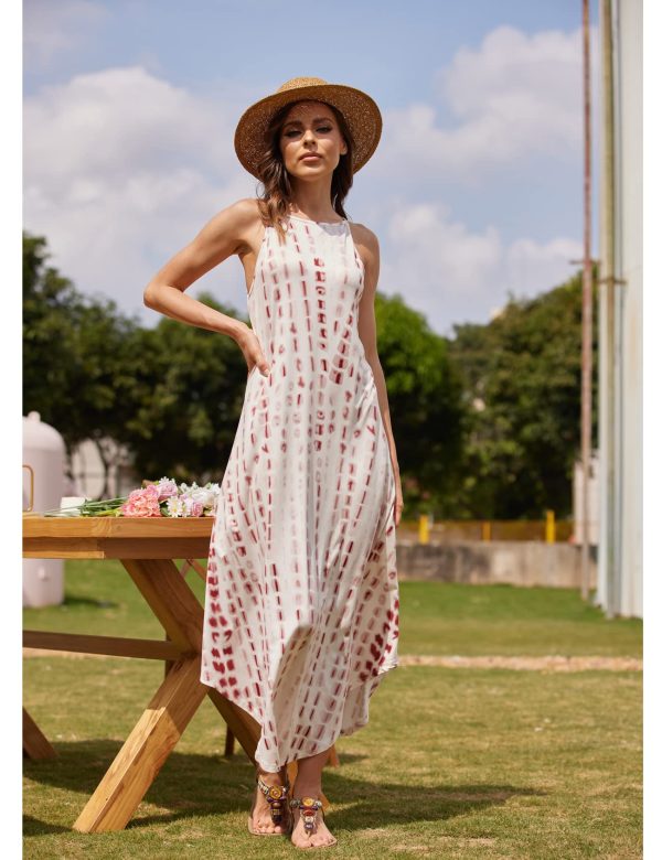 Women's Summer Casual Sleeveless Beach Dress Long Halter Side Slit Maxi Sun Dresses