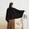 Women's Open Front Cashmere Shawl Wrap Scarf with Sleeves Outer Warm Knitted Poncho Cape Fall Winter