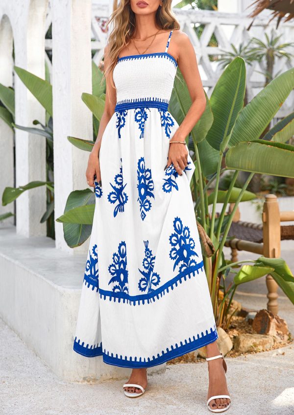 Summer Dress for Women 2025 Floral Sundress Spaghetti Strap Flowy Beach Vacation Boho Maxi Dresses