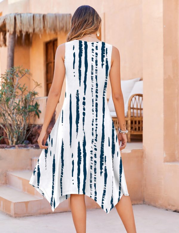Womens Casual Dress for Summer Tank Dress Loose Flowy Beach Dress with Pockets Hankerchief Flare Midi Sundress 2025
