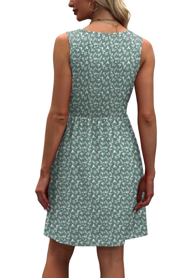 Women's Summer Dress 2025 A-Line Sleeveless Casual Sundress with Pockets Floral/Solid
