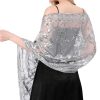 Shawls and Wraps for Evening Dresses,Women Formal 1920s Sequin Flower Sheer Shawls and Wraps for Wedding-