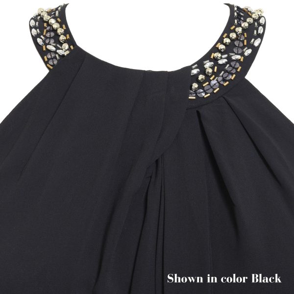 Women's Jewel Halter Neckline Cocktail, Wedding Guest, Perfect Party Dress (Petite and Regular Sizes)