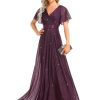 Womens Evening Dresses V Neck Short Sleeves A-line Glitter Formal Dresses 50159