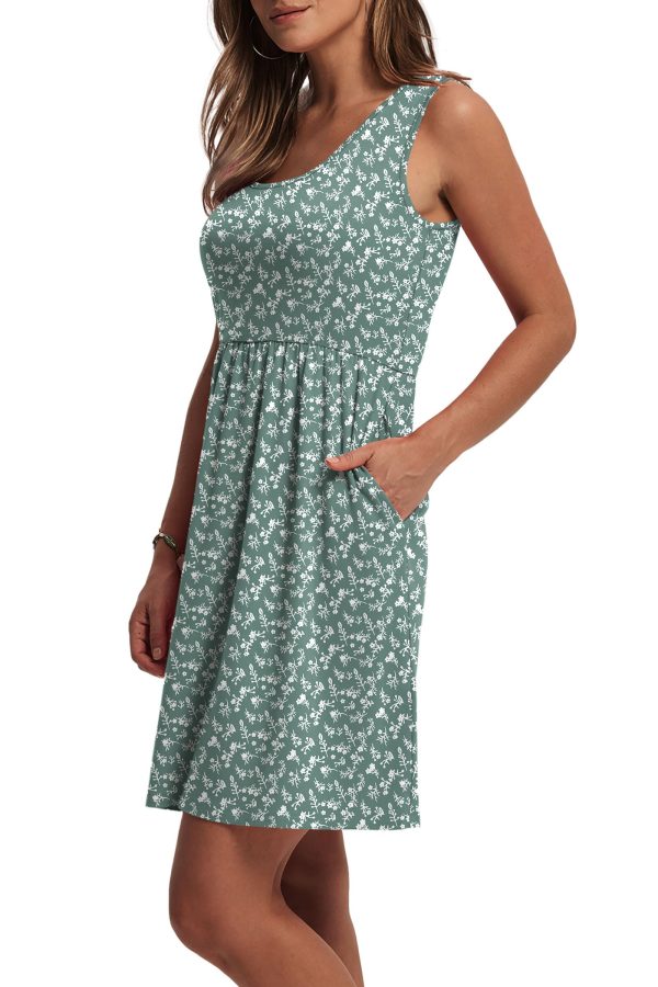 Women's Summer Dress 2025 A-Line Sleeveless Casual Sundress with Pockets Floral/Solid