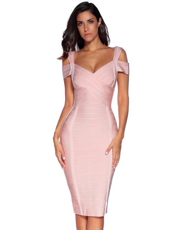 Cold Shoulder Bandage Bodycon Dress for Women Wedding Guest Dress Birthday Party Event Dress