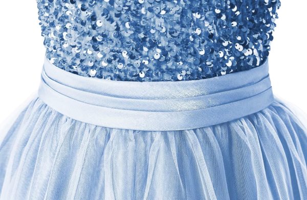 Flower Girl Dresses Wedding Bridesmaid Sequins Tulle Puffy Skirt Girls Birthday Party Pageant Gown Floor Length
