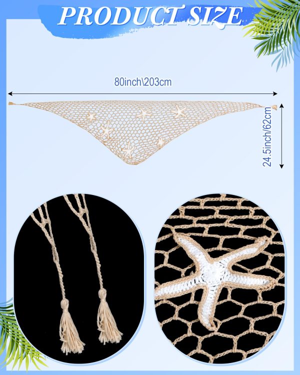 Women Crochet Cover up Skirt Hollow Out Triangle Shawl Wrap Mermaid Sarong Fishnet Swimwear Starfish Beach Skirt